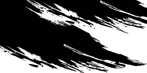 Hand Painted Black Paintbrush Stroke Against Transparent Background for Artistic Design close-up of a vector style background.