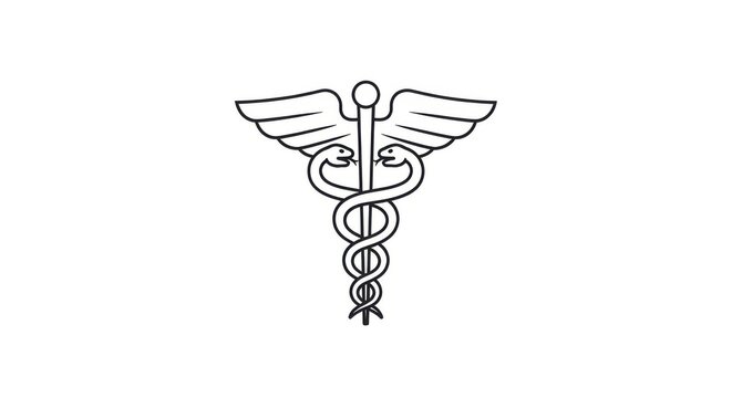 Classic caduceus symbol conveying health, healing, and medicine for medical professionals and healthcare brands wanting a clean, minimalist aesthetic
