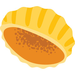 Open Baked Tart Pastry With Golden Crust Filled With A Dark Brown Spiced Mixture Against A Transparent Background Simple Food Illustration