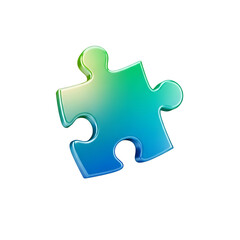 Obraz premium Modern gradient puzzle piece shines, perfect for illustrating teamwork, strategy, or problem-solving, a vibrant and dynamic graphic element for business
