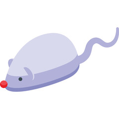 A light purple computer mouse with a red button is positioned on a white background with a subtle gray shadow
