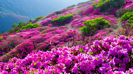 Obraz premium Flowering Hillside Landscape