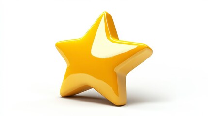 Obraz premium Glossy Yellow Star in 3D Style Representing Ratings and User Feedback Concepts