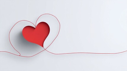 A red heart is drawn on a white background