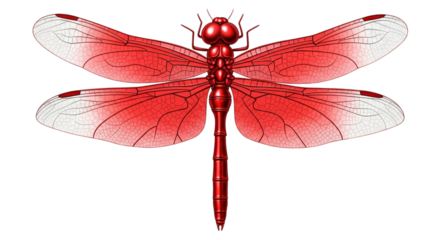 Isolated macro closeup of a green dragonfly insect with detailed wings on a white background