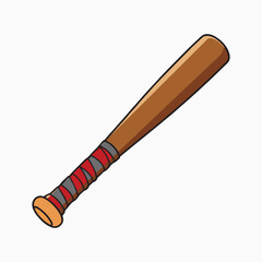 Wooden Baseball Bat with Red Grip Vector Illustration