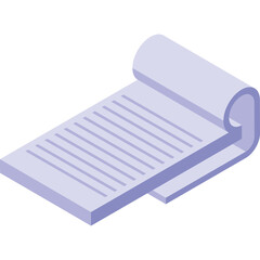 Isometric pale purple notepad with clear lines of text and a white background showcasing a minimalist design perfect for documentation and note taking concepts