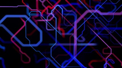 4K DOF Animation: A Visual Exploration of Computational Processes. Dynamic Network of Nodes and Branches Against a Futuristic Sci-Fi Background. - Powered by Adobe