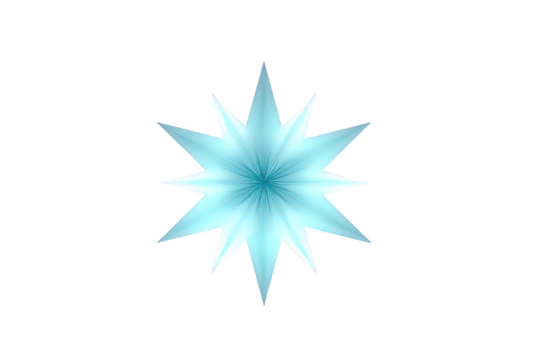 Abstract Geometric Star Shape With Light Blue And White Color On Black Background