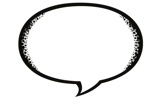 Black Speech Bubble Outline Isolated on Transparent Background for Communication Concept