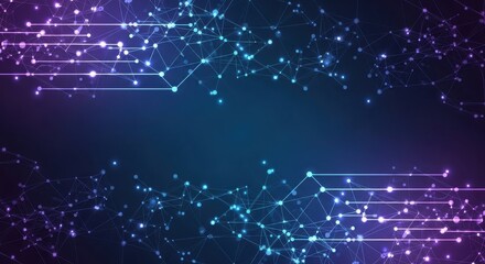 Dynamic digital network with glowing nodes and connecting lines creates a vibrant, futuristic data flow for technology concepts