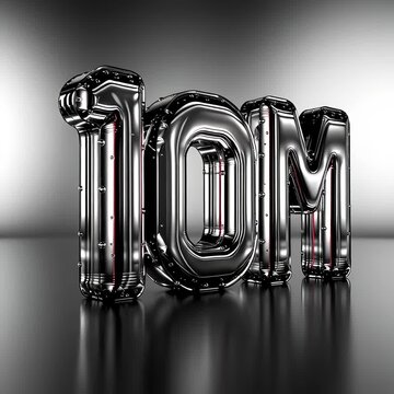 Ten Million 10M Chrome Metallic Balloon Milestone Success Achievement Growth Celebration Banner for Digital Marketing