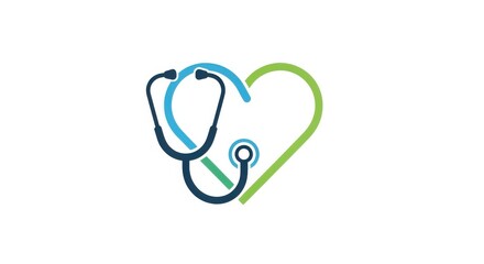 Caring stethoscope intertwined with a vibrant heart symbol representing health, wellness, and medical care for a brighter future
