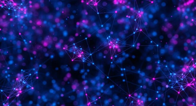 Dynamic network connection with bright glowing nodes creates a modern tech feel for futuristic designs