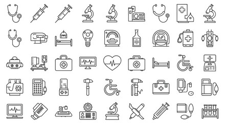 Dynamic medical icons representing healthcare, innovation, and patient care for modern design projects