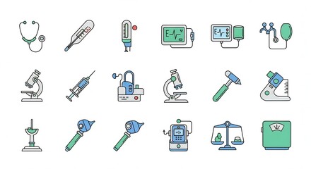 Essential medical diagnostic tools and equipment collection for healthcare innovation and scientific research