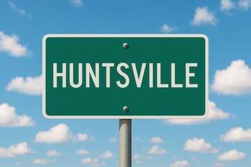 Obraz premium Huntsville road sign on clear blue day