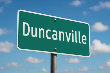 Obraz premium Duncanville road sign with sky and clouds