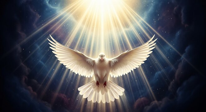 Holy Spirit Dove Descending from Heaven &ndash; Divine Light Symbol of Faith and Peace