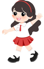 Happy Schoolgirl in Uniform, Ready for Learning and Fun