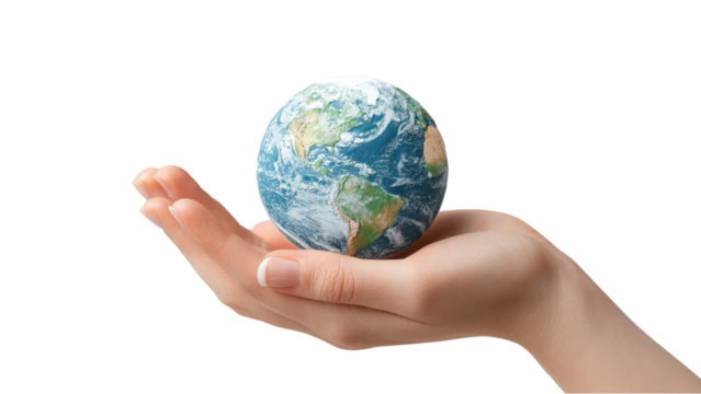 World Globe on Human Hand: Save Earth, Environmental Care Concept