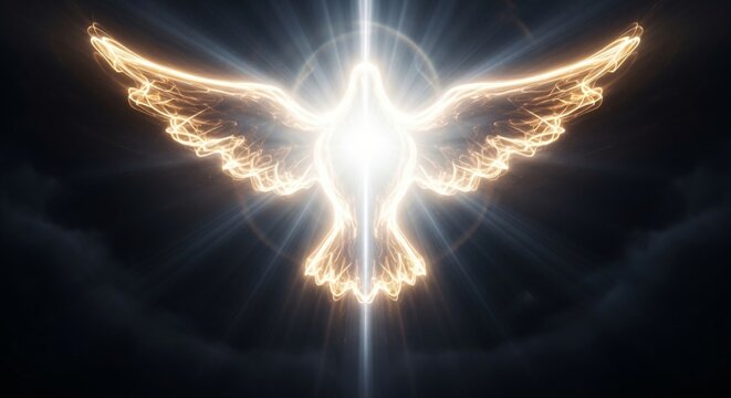 Holy Spirit Dove Symbolism Glowing Light Faith Christian Art Bible Illustration Revelation