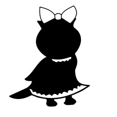 cute lady girl owl standing funny character silhouette for children book.eps