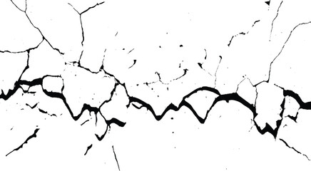 Cracked Paint Wall Detail. Black and White Crack Overlay