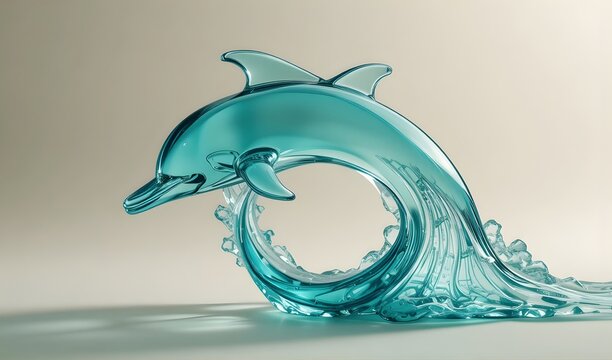 Elegant glass dolphin sculpture with dynamic water splash effect for unique home decor promotions - Powered by Adobe