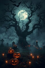 halloween background with pumpkins