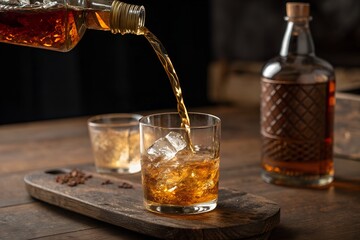 Cold Drink Glass with Ice and Refreshing Splash – Summer Beverage Photography