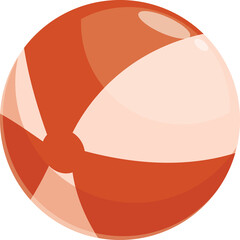 Orange and White Beach Ball Isolated on Transparent Background Outdoor Toy for Summer Fun Activities Recreation and Play