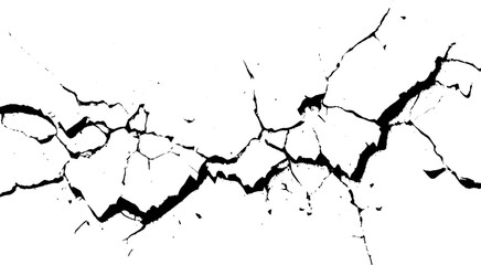 Grunge Crack Line Overlay. Earthquake Ground Crack Texture