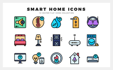 15 Smart Homes Lineal Color icon pack. vector illustration.
