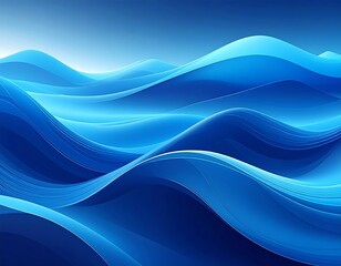 Obraz premium Abstract composition of flowing, wavy blue forms with gradient tones