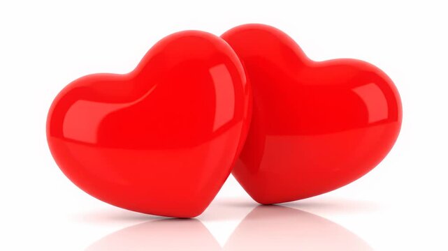 Two red hearts on white background show love and romance this is a beautiful and simple valentine day symbol this is a great relationship and health concept this is a great design