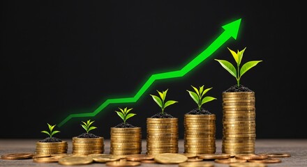 Financial Growth Concept Money Stacks Increasing Investments Prosperity Wealth Success Business Opportunity