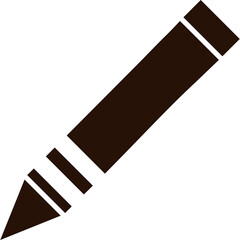 A Simple Dark Brown Pencil Icon on a Transparent Background with a Sharpened Tip and Eraser Detail