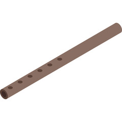 A Simple Brown Wooden Flute with Finger Holes on a Transparent Background Studio Lighting Isolated Object