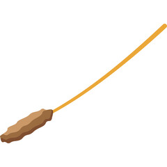 A simple brown skewer with meat on a transparent background perfect for food illustrations and designs