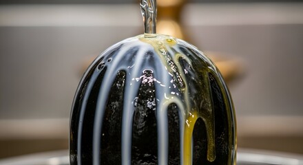 Eggplant being washed with water and soap.