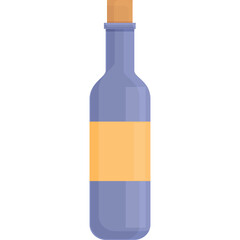 A Simple Cartoon Bottle with a Light Orange Label and a Cork Stopper on a Transparent Background