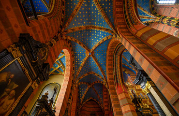 St. Mary's basilica in Krakow, Poland. The church is located on the Main Market Square and have on of the most beautiful ceiling. 