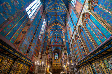 St. Mary's basilica in Krakow, Poland. The church is located on the Main Market Square and have on of the most beautiful ceiling. 