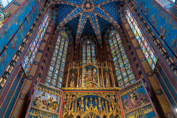 St. Mary's basilica in Krakow, Poland. The church is located on the Main Market Square and have on of the most beautiful ceiling. 
