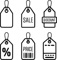 Price Tag Outline Icon Set  Sale Labels and Discount SymbolsPrice Tag Outline Icon Set  Sale Labels and Discount Symbols