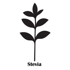 Stevia Leaf Silhouette Vector Icon – Natural Sweetener & Herbal Wellness Illustration