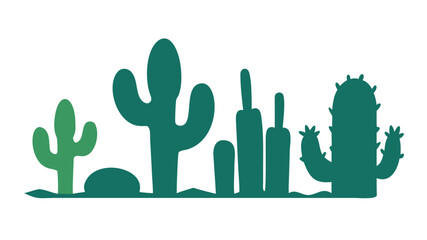 Cactus silhouette. Cactus icon set. Vector illustration.