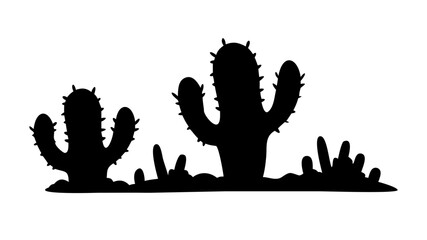 Cactus silhouette. Cactus icon set. Vector illustration.