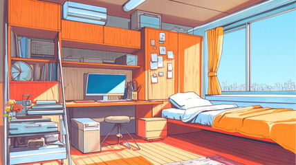 建築デザインを意識したスタイリッシュ空間のスケッチ素材｜室内・住宅・空間デザイン・レイアウト・建築パース風・家具・モダンスタイル・都会的な雰囲気